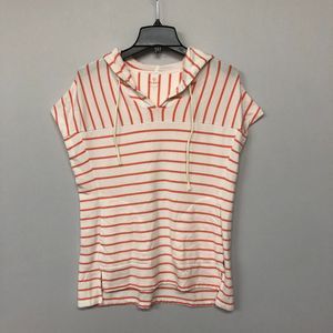 Talbots Women Cap Sleeve Terry Hoodie Top Shirt Size Small Striped B179 -22